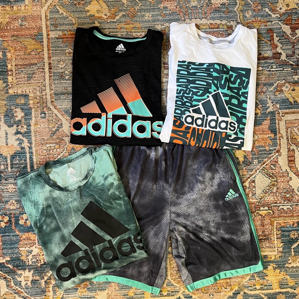 Boys Adidas L Shirts + Shorts